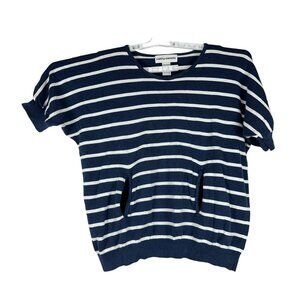 Cathy Daniels Womens Size L Striped Short Sleeve Pullover Top w/Pockets